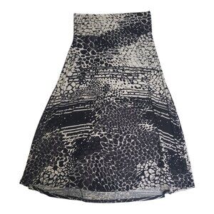 LuLaRoe Maxi Skirt Black White 2XL Plus Size Animal Print Stretch Long Comfy